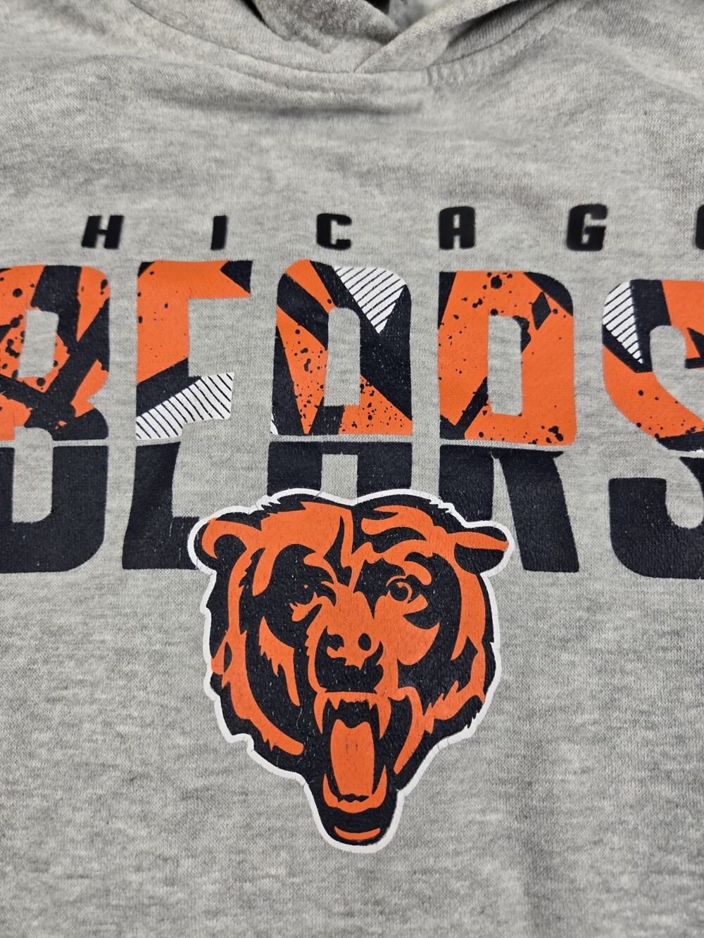 NFL Team Apparel Hoodie Youth M Gray Chicago Bears Spellout Logo Pullover #983